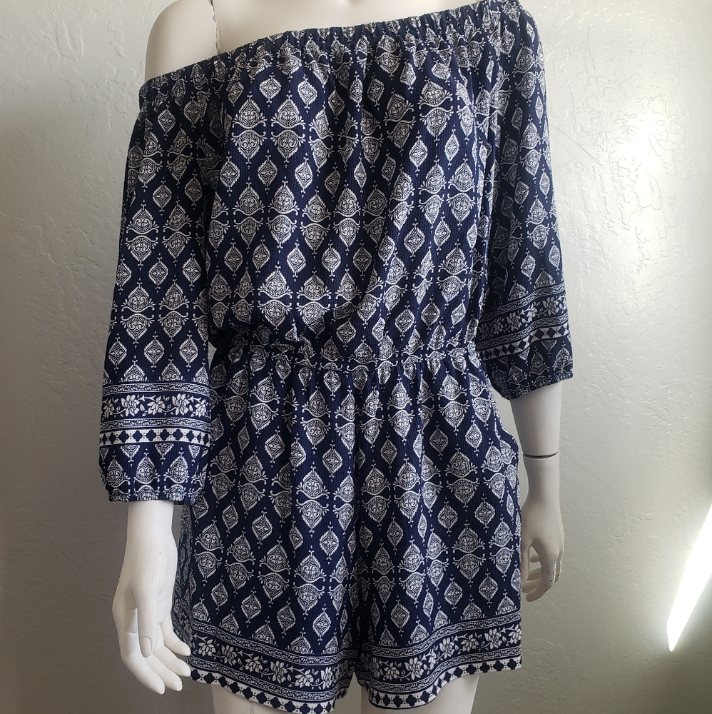 Premier Amour | Romper | Color: Blue/White | Size: 12 |